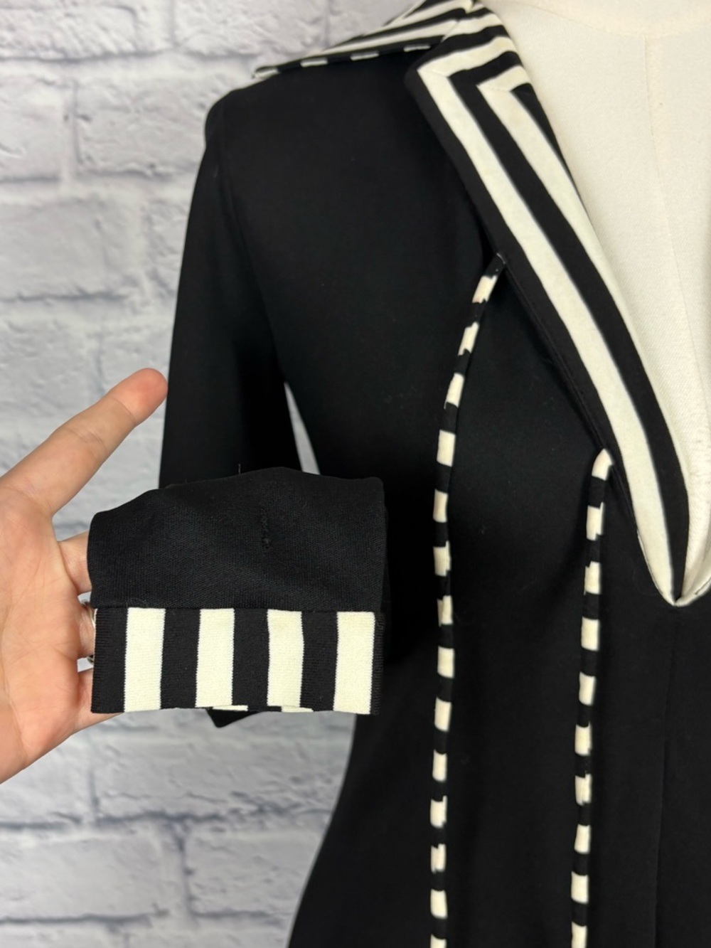 1970s Neiman Marcus Vintage Nautical Mod Dress - Exaggerated Collar Size S - Picture 7 of 10